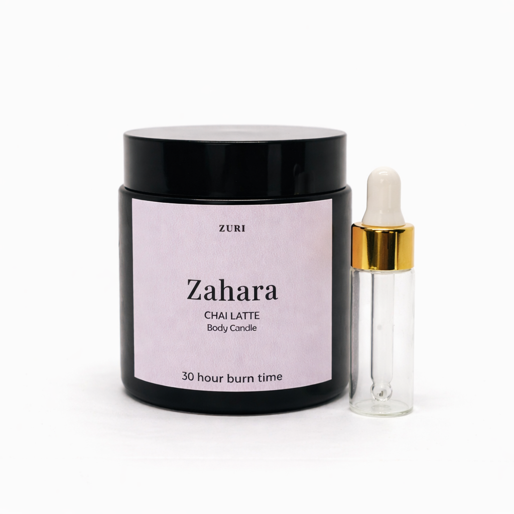 Zahara - Chai Latte Body Candle (Small) + Dropper