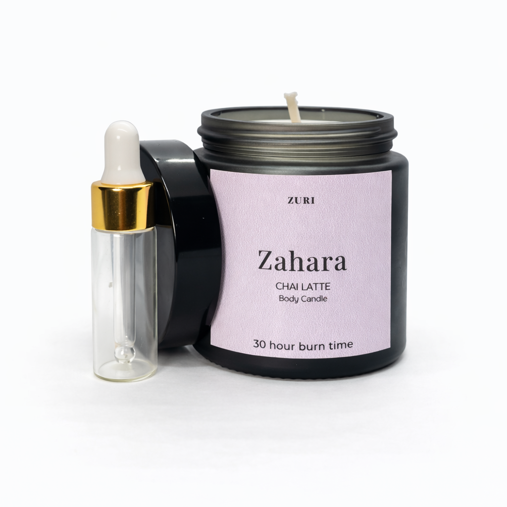 Zahara - Chai Latte Body Candle (Small) + Dropper